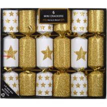 Mini Christmas Crackers White Gold Glitter Pack of 6 Hats Gifts Xmas Dinner