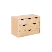 Astigarraga - Mini commode polyvalente en bois avec 6 tiroirs 40X20X28h cm pour meuble