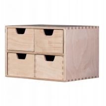 Mini commode Organisateur de bureau Boîte en bois avec compartiments, 4 tiroirs