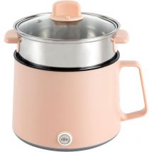 Mini cuiseur vapeur électrique 1,7 l, avec cuisinière à vapeur, vert/rose, anti-adhésif, pour cuire à la vapeur, cuisiner, rôtir (rose)