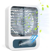 Aougo - Mini Desk Fan, Mist Fan with 60ml Water Tank, 3 Speed usb Rechargeable Fan, Quiet Fan Ideal for Home, Office, Outdoor