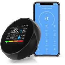 Mini détecteur de CO2, détecteur de formaldéhyde, Moniteur Portable 5-en-1 de la qualité de l'air intérieur avec température(°C/°F) humidité HCHO TVOC