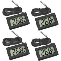 Mini-Digital-LCD-Temperaturthermometer mit Temperaturfühler-Sensortester für Kühl- und Gefrierschränke, Aquarien (4 x Schwarz)