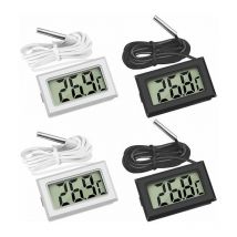 Mini Digital lcd Thermomètre Température avec Sonde de Température Capteur Testeur (2X Noir 2X Blanc)