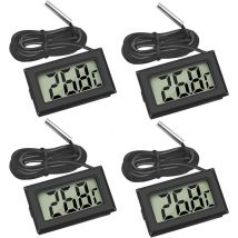 Mini Digital LCD Thermomètre Température avec Sonde de Température Capteur Testeur pour Réfrigérateur Congélateurs Aquarium (4X Noir)