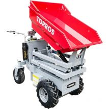 Mini dumper électrique avec élévateur à ciseaux 500 kg 186 L benne basculante hydraulique avec batterie 48 V / 20 Ah Torros MED503HS