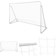 Fußballtor mit Netz 240x90x150 cm Stahl Hochwertig - Fußball-Tore & -Netze - Weiß