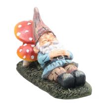 Mini gnomo da giardino in resina Fungo allungato