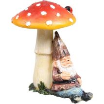 Jardindeco - Mini gnomo da giardino in resina Fungo seduto