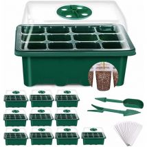 Gabrielle Mini Greenhouse for Plants, 10 Pack 120 Cells Indoor Seedling Tray Seedling Tray Nursery Grow Box with Lid and Ventilation Durable