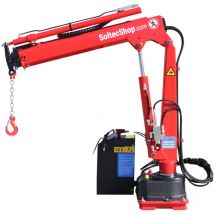 Mini gru Elettroidraulica 12 v, da Collegare alla Batteria del mezzo o una Batteria Portatile, Capacità 200 kg, 2 Sfili per Veicoli Leggeri ed