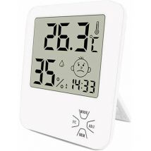 Mini High Precision Digital Indoor Hygrometer Thermometer Home Thermometer with Folding Stand and Alarm Clock for Home Comfort Level Indicator Office