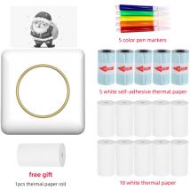 C20 Mini-Taschen-Thermoaufkleber-Etikettendrucker, ausgestattet mit 5 Farbstiften + 5 Rollen Aufkleberzubehör + 11 Rollen Thermopapier