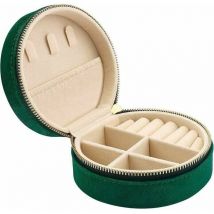 Mini joyero de viaje de terciopelo, estuche de viaje para niñas y mujeres, organizador pequeño para anillos, pendientes y collares, verde oscuro