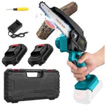 Pedony - Mini-Kettensägen, 6-Zoll-Akku-Elektrokettensäge, bürstenloser Motor, leistungsstarke bürstenlose Kettensäge mit Koffer, 2x 3.0-Akku und