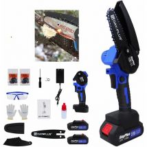 Dayplus - Mini Kettensäge Elektro Handkettensäge Akku 4 Zoll Schnurloses Elektrokettensäg mit Sicherheitsschloss und Führungsplatten, Elektrische