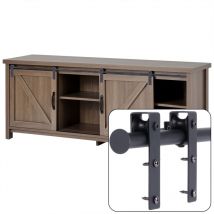 Mini Kit de Matériel de Porte Coulissante de Placards Quincaillerie Système de Rail Porte Suspendue Interieur pour Meuble tv Armoire - Porte Double