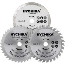 Hychika - Lame Scie Circulaire, 3pcs Lames de Scie Circulaire 85x10, Diamètre: 85 mm, Mandrin: 10 mm, HC/HS/Diamond 4500 tr/min
