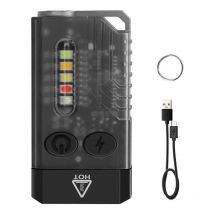 Mini Lampe Torche LED Puissante 1000 Lumens avec Lumière UV 365nm et Lumière Colorée, 12 Modes Petite Lampe De Poche Rechargeable De Porte Clé, IPX4