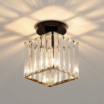 Mini Lámpara de Techo de Cristal, Lámpara de Araña de Cristal Moderna, Luz de Techo led para Pasillo, Entrada, Restaurante, Bar, E27 (Negro) - Goeco