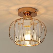 Goeco - Mini moderne Kristall-Deckenleuchte, E27-Kristall-Kronleuchter, Flurleuchte, goldene Deckenleuchte für Schlafzimmer, Küche, Veranda, 19 x 18