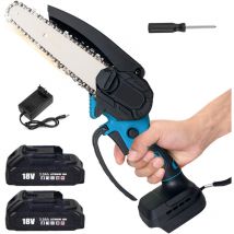 Mini motosega a batteria da 6 pollici, motosega elettrica a batteria, 2 batterie da 5,5 a + caricabatterie, compatibile con caricabatterie Makita,