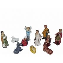 Mini Natività per Presepe di 11 Statuine cm 3.5 con Gesù Maria Giuseppe 3 ReMagi angelo Pastore pecorella