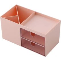 Linjou - Mini organizer da ufficio, portamatite da scrivania, portamatite carino, porta pennelli da trucco (rosa)