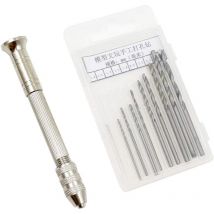 Soekavia - Mini perceuse à main avec 10 micro forets hélicoïdaux pour figurines (0.8-3.0mm) et micro outils de forage
