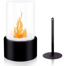 Zxpasra - Tigrezy-Tabletop Ethanol Fireplace, 16.5 x 16.5 x 27.5 cm, Black