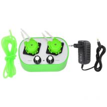 Kkmoon - Mini-pompe péristaltique - Vert et blanc - Double canal avec réglage indépendant - Design à 3 rouleaux - Tube en silicone alimentaire