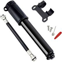 Aougo - Mini pompe à vélo portable en alliage d'aluminium avec aiguille de pompe à billes et support de cadre/pompe à vélo compatible avec pompe à