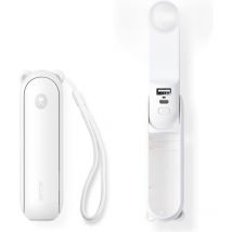 Mini portatif ventilateur à main 3 en 1, rechargeable, ventilateur à piles avec batterie externe-blanc