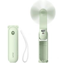 Mini portatif ventilateur à main 3 en 1, rechargeable, ventilateur à piles avec batterie externe-vert clair