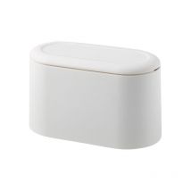 Cyslmuk - Mini poubelle avec couvercle, petite poubelle, poubelle de bureau, mini poubelle de comptoir, micro poubelle, blanc