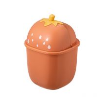 Ensoleille - Mini poubelle de bureau avec couvercle, poubelle mignonne portable, petite poubelle(orange)