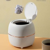 Ersandy - Mini poubelle de bureau, poubelle de bureau en plastique créative avec couvercle à bouton pour bureau à domicile, bureau, chambre à