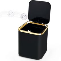 Mini Poubelle de Table avec Couvercle 2L, Petite Poubelle Cuisine(Noir)