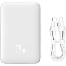 Mini power bank 10000mAh avec charge inductive MagSafe PD 20W blanc
