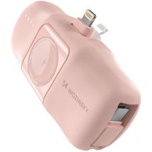 Mini powerbank 5000mAh 15W chargeur iPhone Lightning et Apple Watch - rose