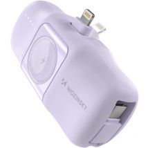 Mini powerbank 5000mAh 15W chargeur iPhone Lightning et Apple Watch - violet