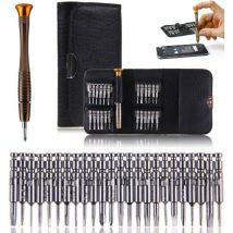 Mini-Präzisionsschraubendreher, 25-in-1 Präzisions-Schraubendreher-Set, Reparaturwerkzeuge, Schraubendreher-Werkzeug-Set, Ledertasche für iPhone,