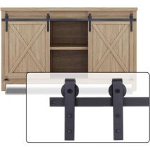 Jn.songs - Mini Rail Porte Coulissante kit de Quincaillerie Suspendue pour Double Porte Petite Armoire - 6FT/1,8M