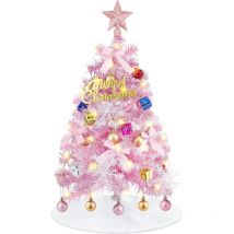 Mini Sapin de Noel Lumineux 60cm, Sapin Noel Artificiel LED avec Guirlandes Lumineuses et Ornements, Petit Sapin de Noel, Décoration de Noël pour