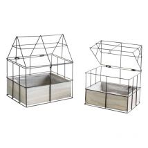 Mini serre en métal et bois teinté 25 cm. Noir. Marque : Aubry Gaspard Réf. : CFL172SP - Noir