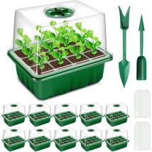 Mini Serre pour Plantes, 10 Pièces 120 Cellules Intérieure Plateau Semis avec couvercles rehaussés, Bac à semis Pépinière Boîte de Culture Durables,