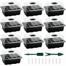 Mini Serre pour Semis, Lot de 10 Mini Serre pour Plantes 120 Cellules, Bac Semis avec Plateau et Couvercle, Intrieure Plateaux de Semis Durables Bote