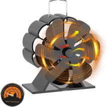 Mini-Ofenventilator,Geräuschloser Ventilator für Wärmezirkulation,6-Blatt-Holzbrennerventilator, Holzbrennerventilator