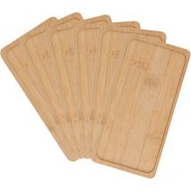 Lot de 6 plateaux en bambou, soucoupes rectangulaires, support de pot de fleurs, plateau de service en bois, dessous de verre, support de papier