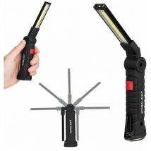 Mini Torcia Led Cob Luce Bianca Rossa Batteria Ricaricabile Base Calamitata